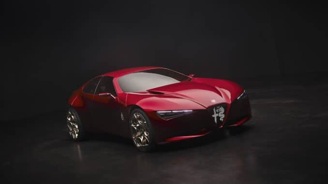 Concept Alfa Romeo Cuorerosso rouge vu de trois quarts avant