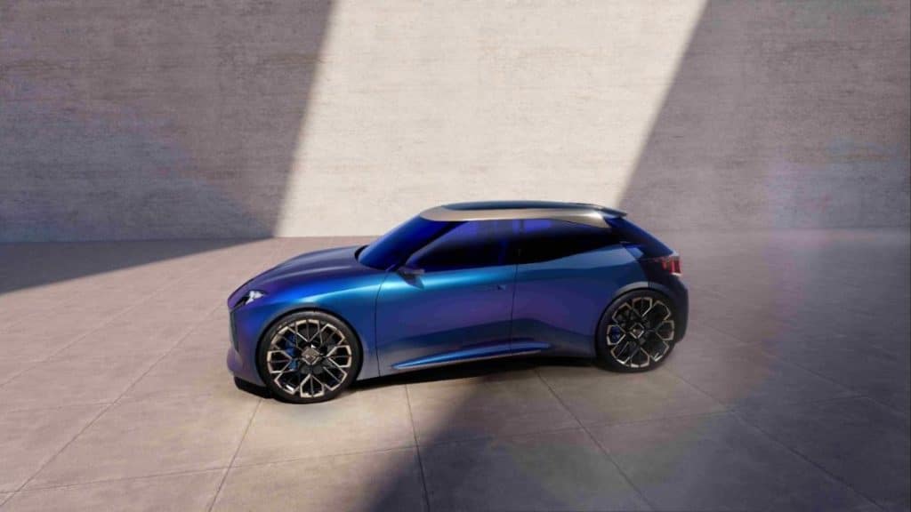 Concept DS F3VER bleu vu de profil en légère plongée